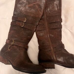 Børn “Odom”Leather Boots-7.5-Side Zip-Brown-Intentionally Distressed-EUC